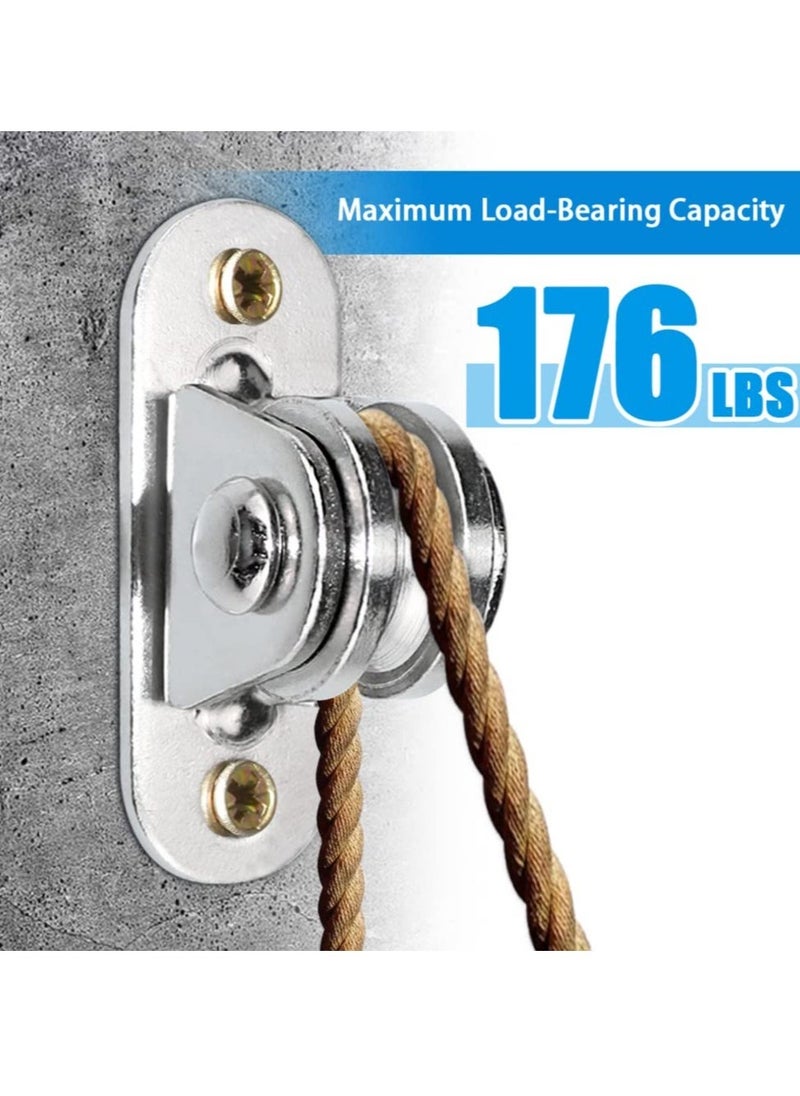 Pulley Block Silent Pulley Wheel, 2Pcs Heavy Duty Fixed Pullies Loading 176 lb for Cord Material Handling Moving and DIY Project Wall Ceiling Mount Pulleys