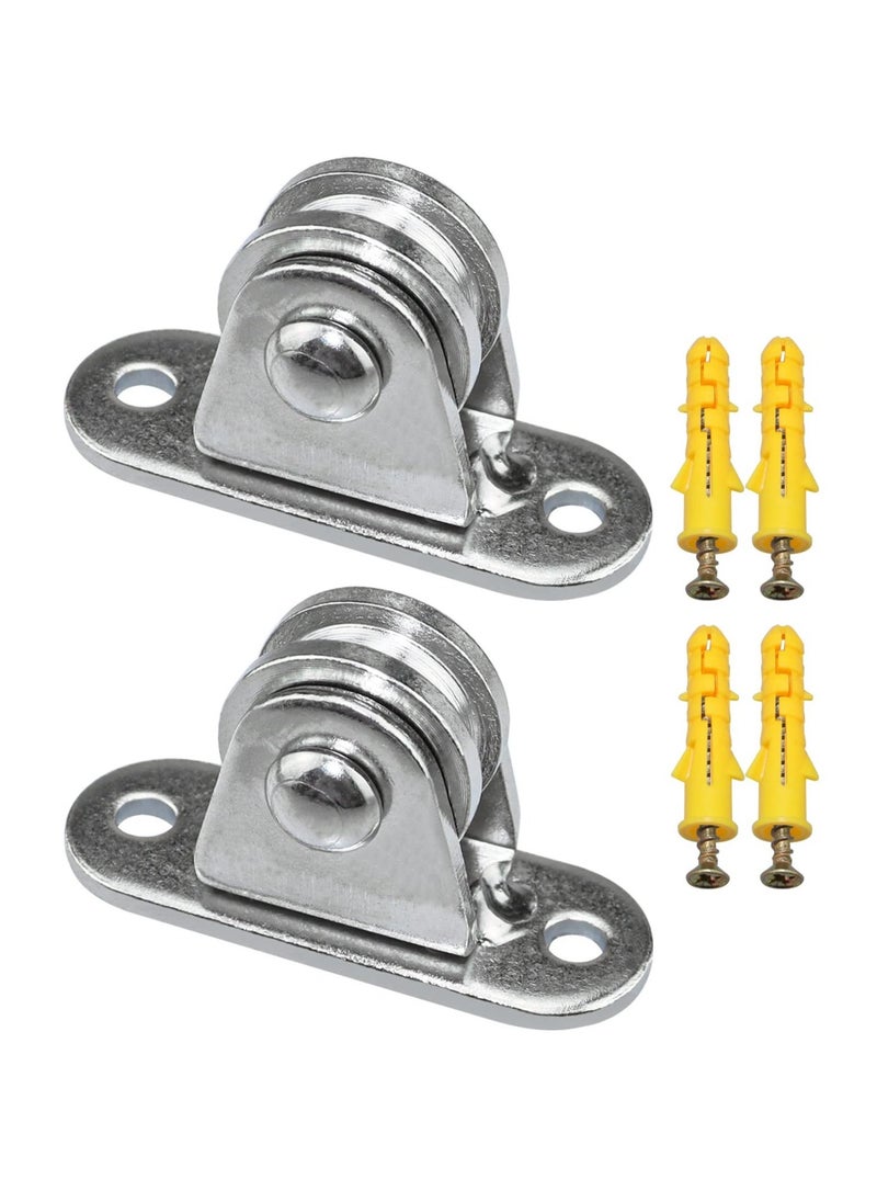 Pulley Block Silent Pulley Wheel, 2Pcs Heavy Duty Fixed Pullies Loading 176 lb for Cord Material Handling Moving and DIY Project Wall Ceiling Mount Pulleys