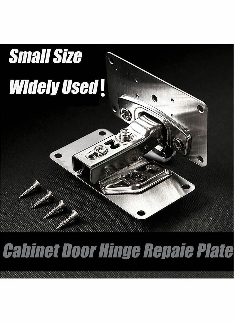 Cabinet Hinge Repair Plate, Stainless Steel Kits with Mounting Screws Wooden for Protecting Furniture and Kitchen Cabinet(4 Half Hole)