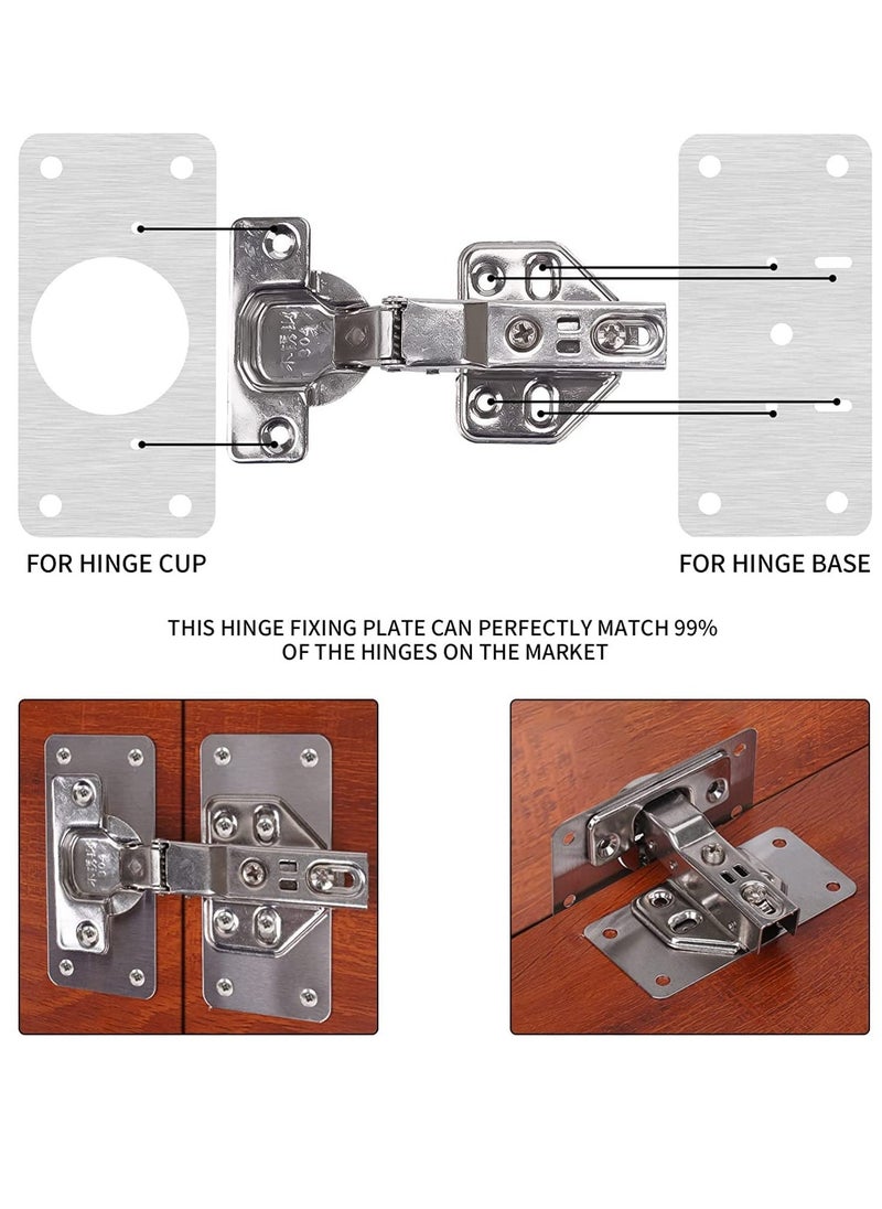 Hinge Repair Kit, Cabinet Door Hinge Repair Plate Hinge Fixing Plate for Kitchen Cupboard Door Locker Cabinet Door Hinge Repair Brackets with Mounting Screws 8 Pack