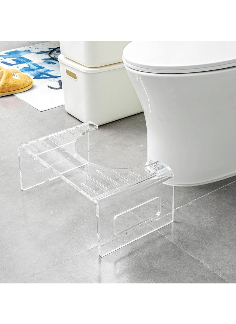 7-Inch Acrylic Toilet Stool, Non-Slip Bathroom Step Stool, Clear Squatting Foot Stool for Adults