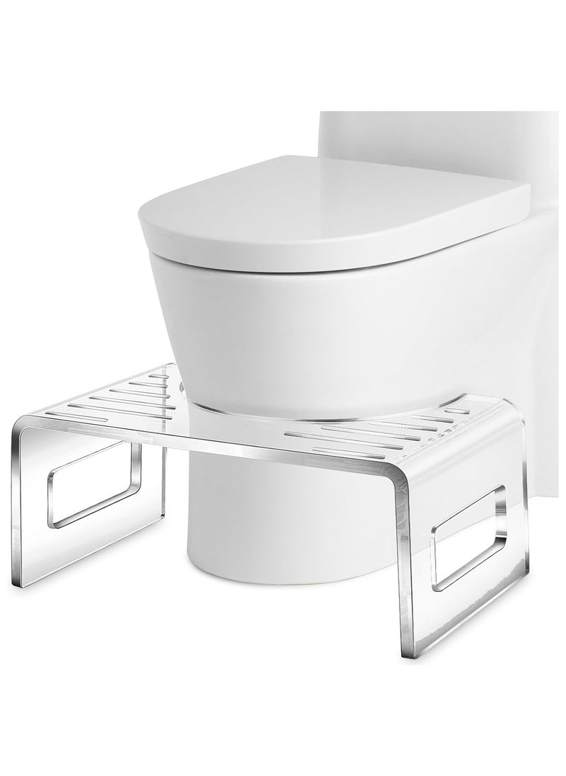 7-Inch Acrylic Toilet Stool, Non-Slip Bathroom Step Stool, Clear Squatting Foot Stool for Adults