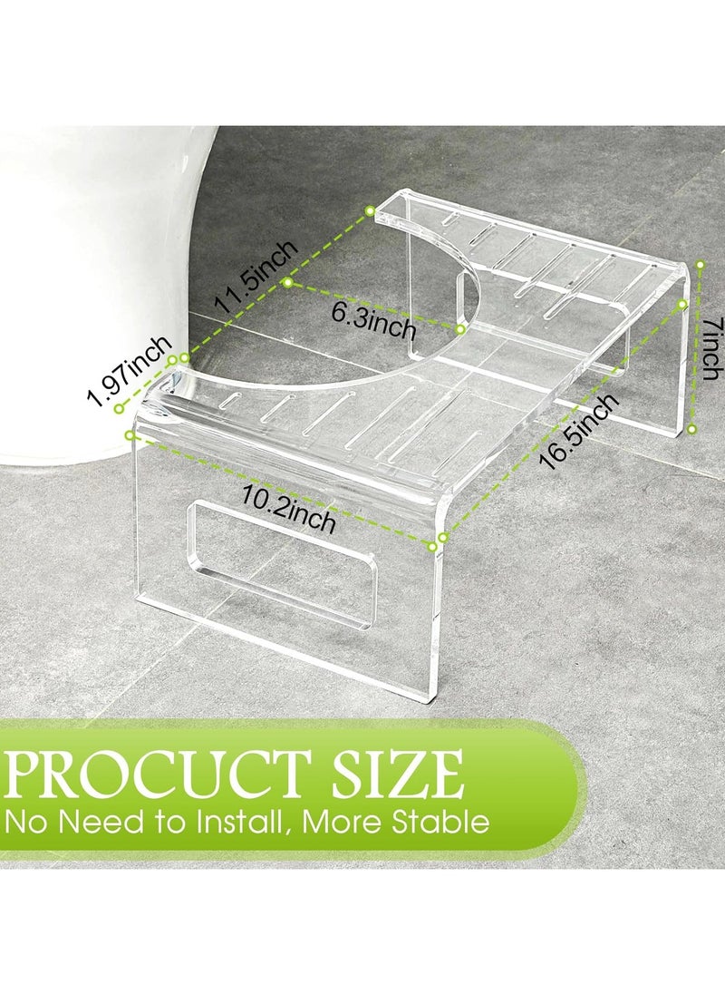 7-Inch Acrylic Toilet Stool, Non-Slip Bathroom Step Stool, Clear Squatting Foot Stool for Adults