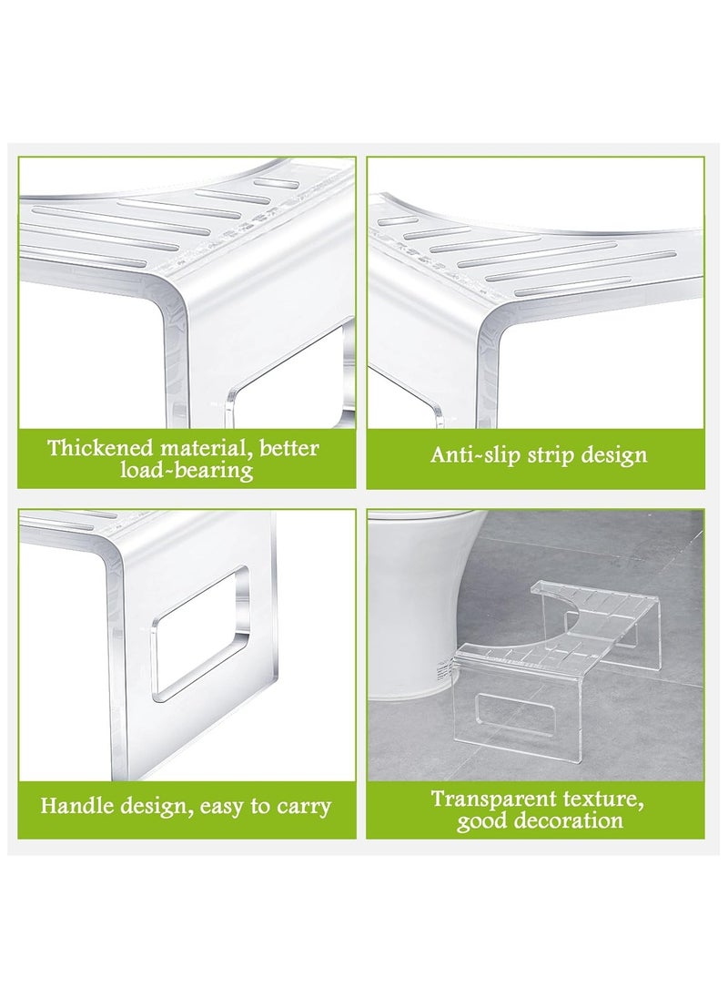 7-Inch Acrylic Toilet Stool, Non-Slip Bathroom Step Stool, Clear Squatting Foot Stool for Adults