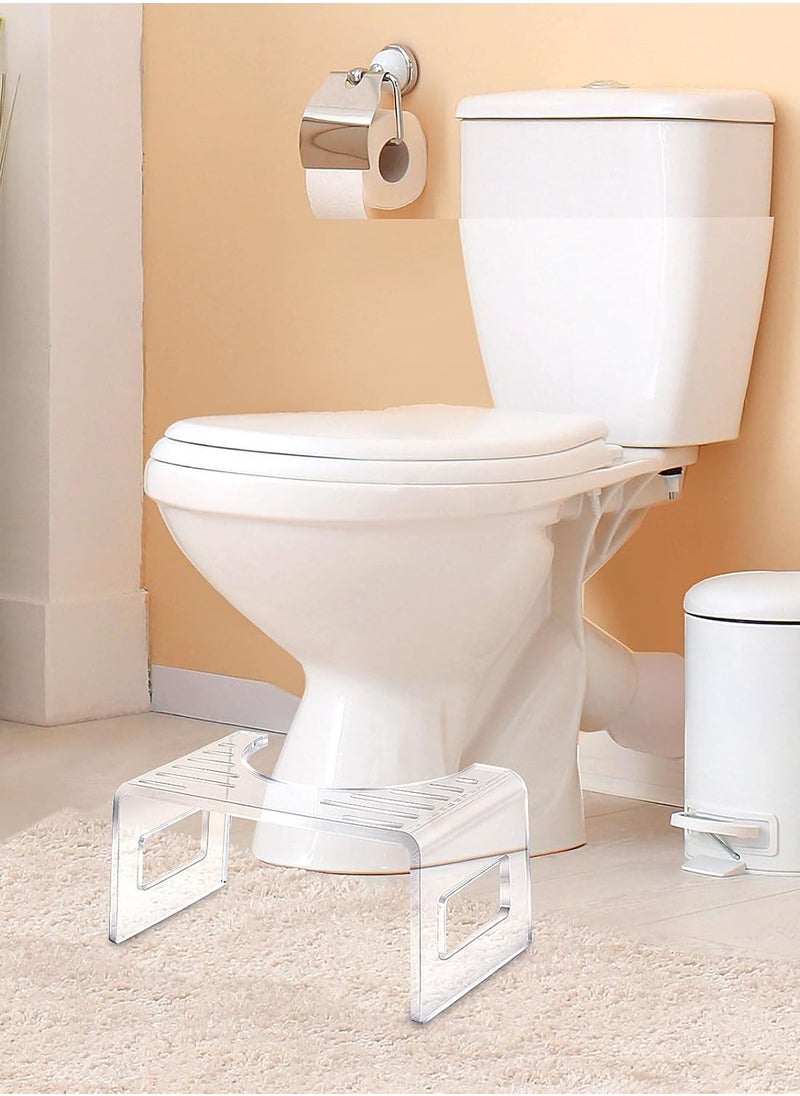 7-Inch Acrylic Toilet Stool, Non-Slip Bathroom Step Stool, Clear Squatting Foot Stool for Adults