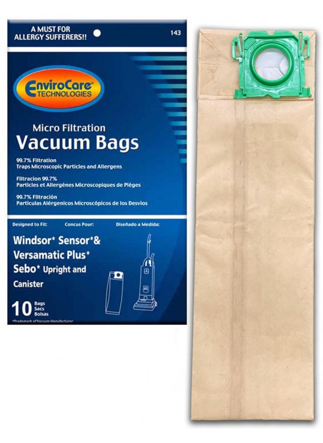 EnviroCare Replacement Micro Filtration Vacuum Cleaner Dust Bags Designed to Fit Windsor Sensor 5300REP Professional G1, C2,C3, K2, K3, X, G & C Series, 12 & 15 U, Kenmore 50015-10 Pack