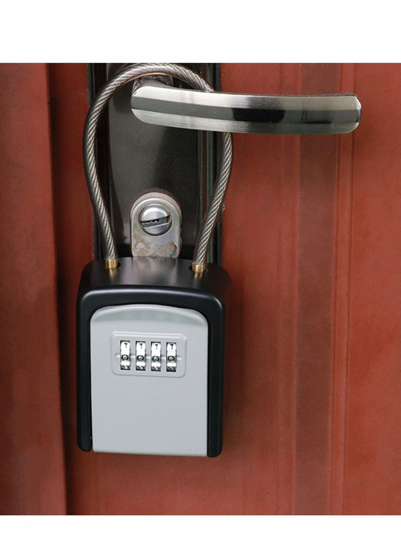 Key Lock Box Portable with Removable Cable Shackle, Indoor Outdoor Waterproof 4 Digit Password Combination with Resettable Code with A B Switch Key Lockbox for Outside Hold Spare Keys for Realtors