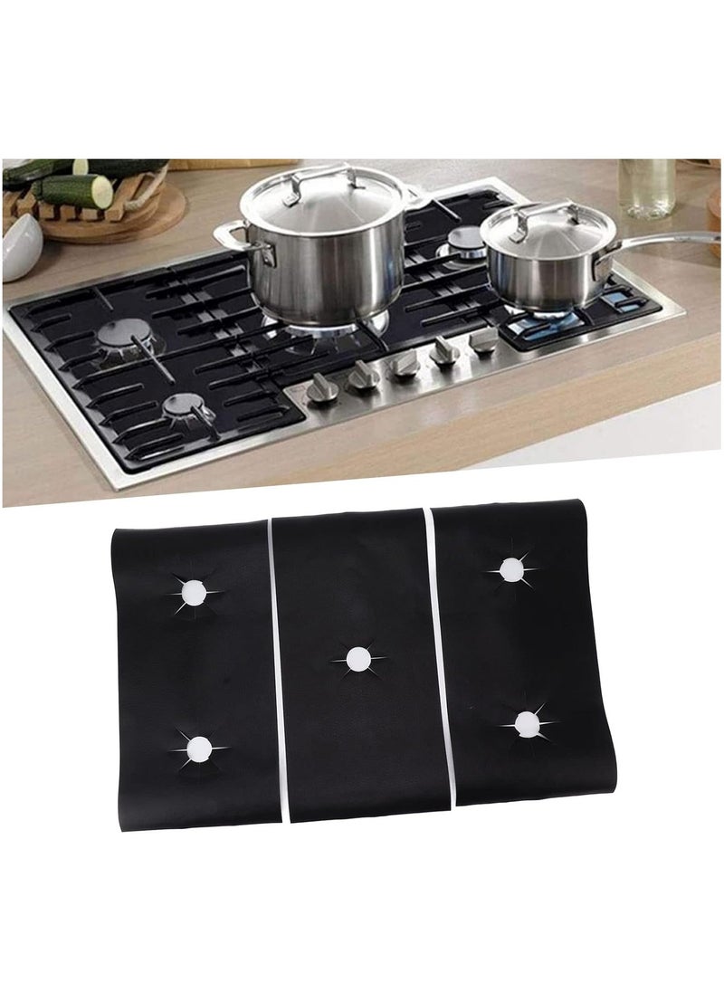 8pcs Gas Stove Burner Covers, Non-Stick Gas Range Protectors Reusable Aluminum Foil Dishwasher Safe. Black/Silver