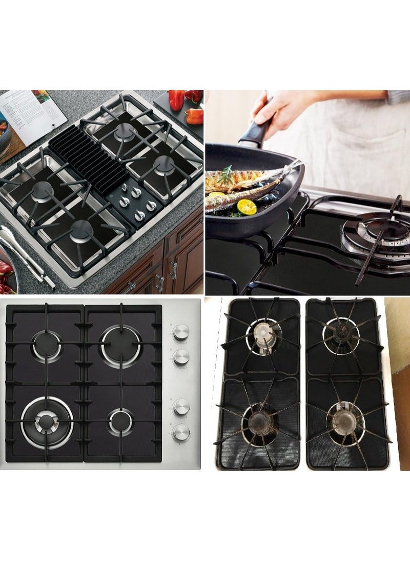 8pcs Gas Stove Burner Covers, Non-Stick Gas Range Protectors Reusable Aluminum Foil Dishwasher Safe. Black/Silver