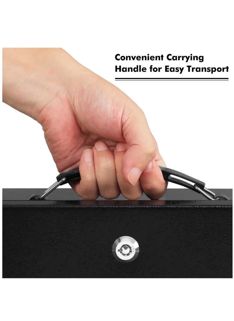 Fireproof Document Box with Key Lock, Safe Storage Box for Valuables, Fire Resistance Security Chest, Fireproof Box for Documents, Passport, Cash, Tablet, Exterior 12.8'' x 8.4'' x 4.5'' Black