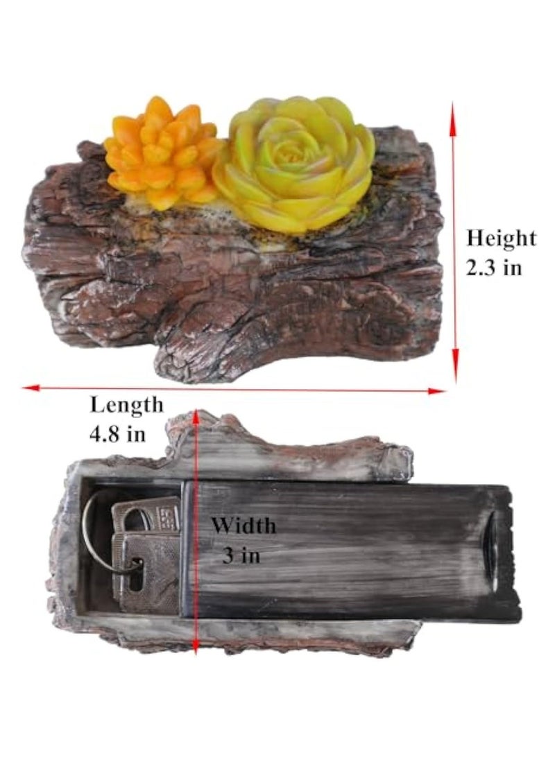Hide a Spare Key Outdoor Waterproof Fake Branch, With Succulent Key Hider Safe Storage Box, Safe for Outdoor Garden or Yard, Geocaching, Outside Indoor Garden Ornament Decorative