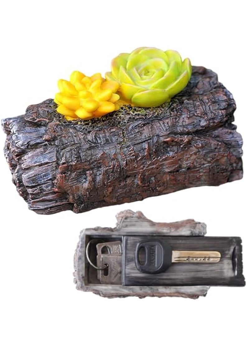 Hide a Spare Key Outdoor Waterproof Fake Branch, With Succulent Key Hider Safe Storage Box, Safe for Outdoor Garden or Yard, Geocaching, Outside Indoor Garden Ornament Decorative
