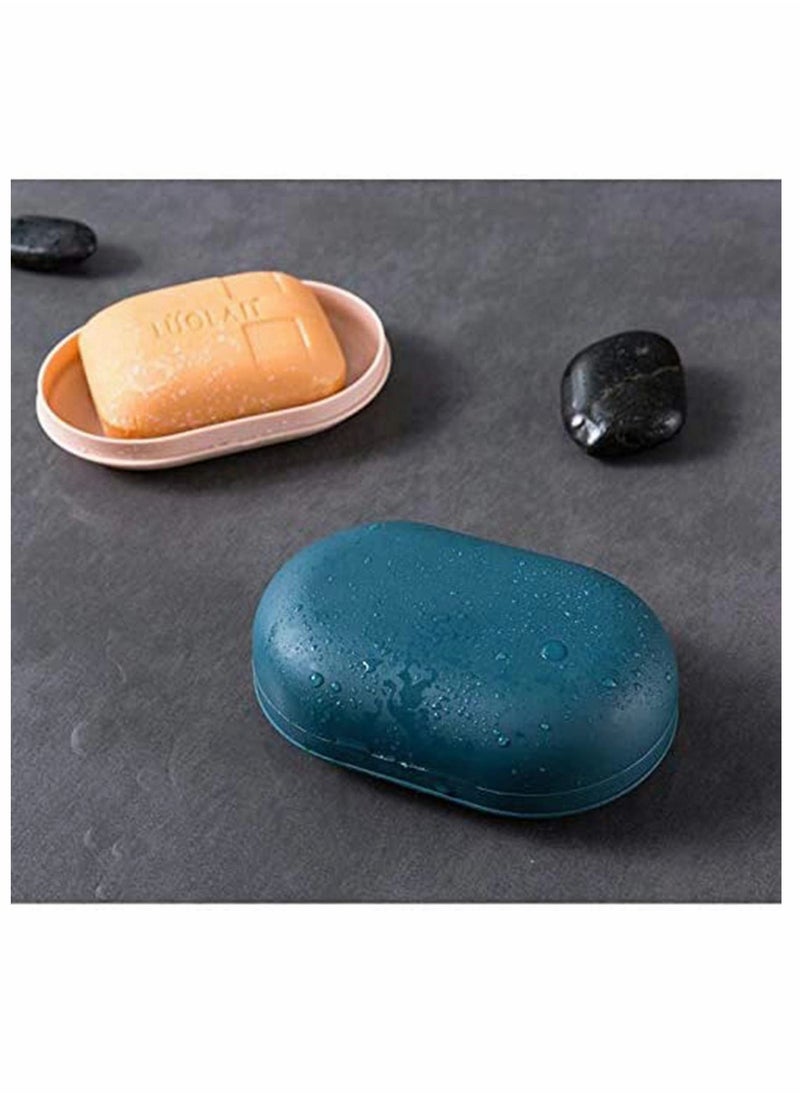 2Pack Soap Dish Travel Soap Box Soap Container Container Soap Tray, Soap Box Case, Holder for Sponges Hand Soap Dish Perfect for Gift, Travel Blue White