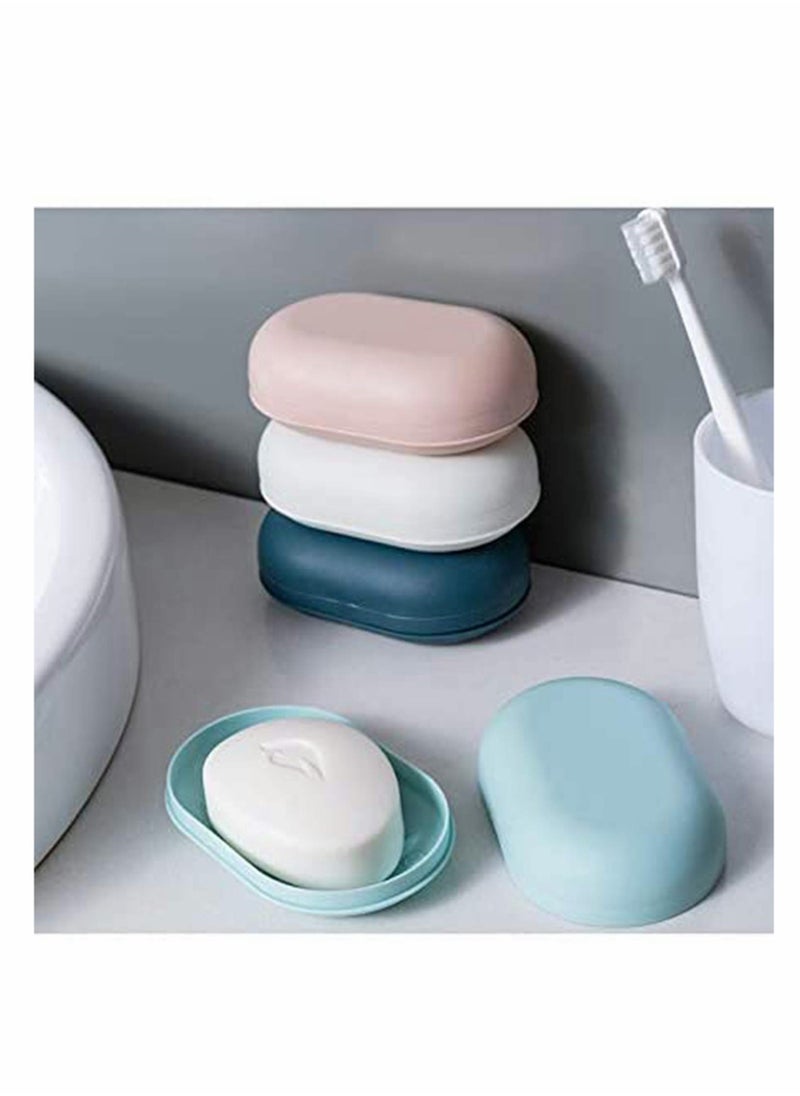 2Pack Soap Dish Travel Soap Box Soap Container Container Soap Tray, Soap Box Case, Holder for Sponges Hand Soap Dish Perfect for Gift, Travel Blue White