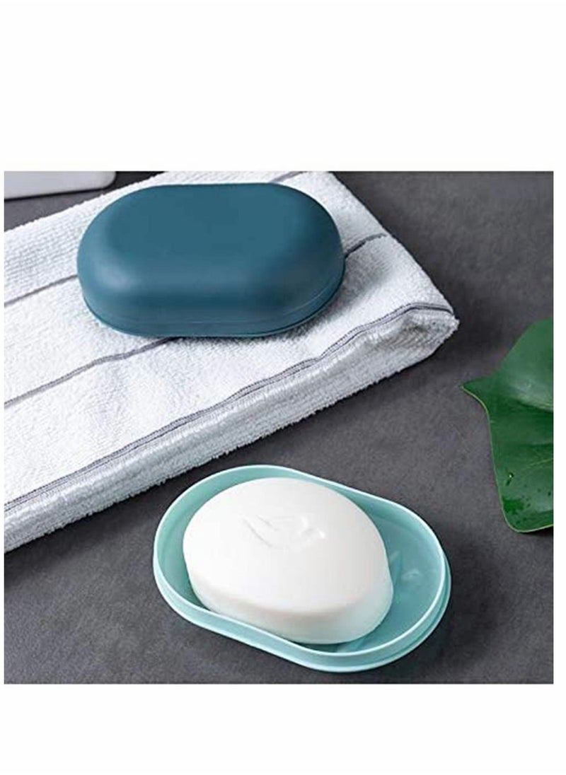 2Pack Soap Dish Travel Soap Box Soap Container Container Soap Tray, Soap Box Case, Holder for Sponges Hand Soap Dish Perfect for Gift, Travel Blue White