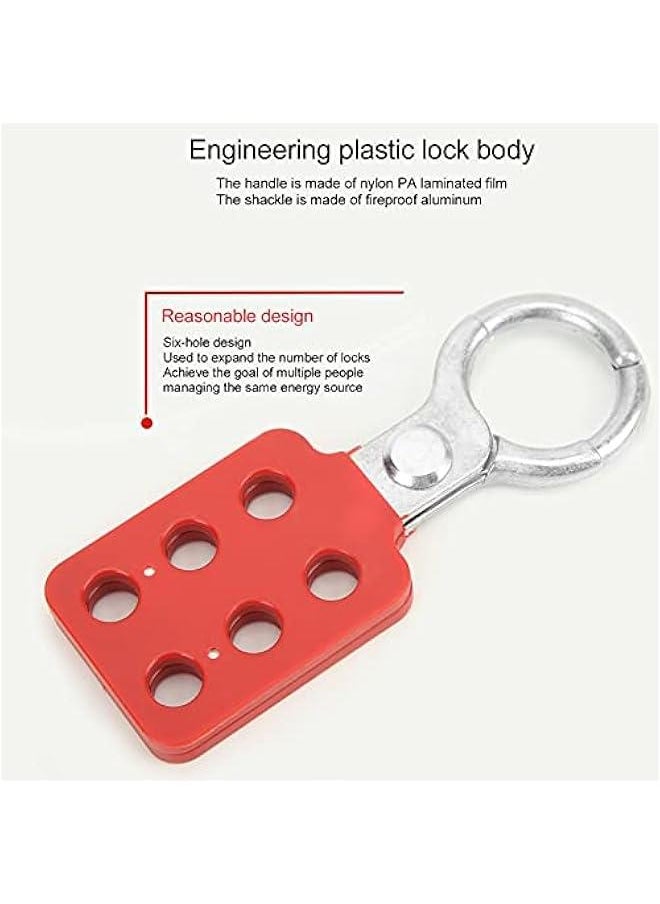 Jaw Steel Lockout Hasp, Lockout Tagout Hasp with Handle and Extended Jaw, Safety Insulation Padlock Hasp, Insulated Lock Hasp, with 6 Holes Interlock, 10Piece, 1.0''