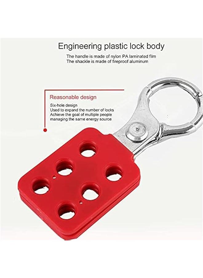 1.5'' Jaw Steel Lockout Hasp, Lockout Tagout Hasp with Handle and Extended Jaw, Safety Insulation Padlock Hasp, Insulated Lock Hasp, with 6 Holes Interlock, 10Piece