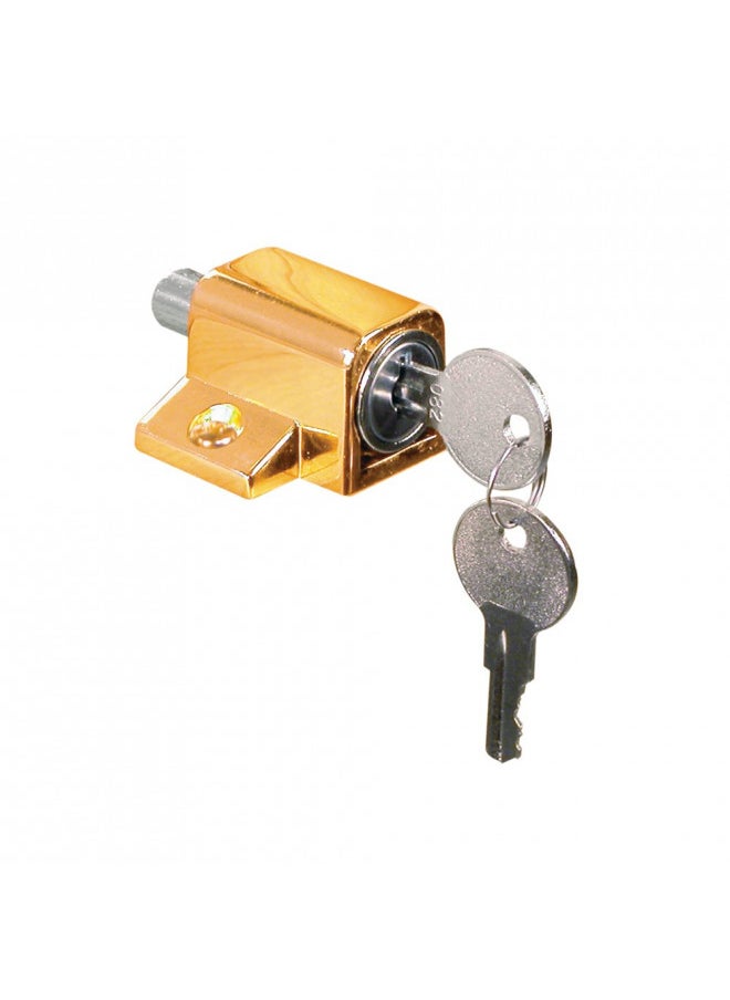 Prime-Line U 9863 Keyed Sash Lock, 9/16 In. Projection, Diecast, Brass Plated Finish (Single Pack)