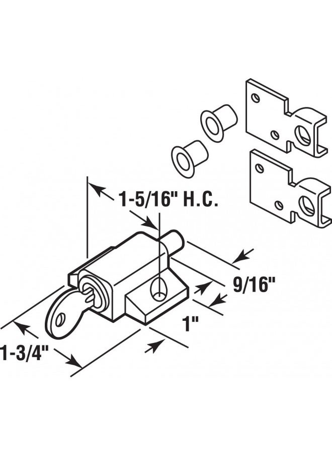 Prime-Line U 9863 Keyed Sash Lock, 9/16 In. Projection, Diecast, Brass Plated Finish (Single Pack)