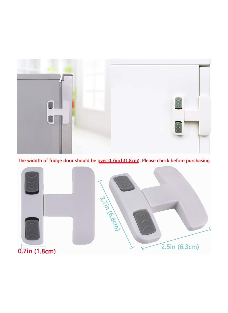 Fridge Freezer Door Lock, 2 Pack Toddler Kids Child Fridge Locks, Baby Safety Child Lock, Easy to Install and No Tools Need or Drill, for Most Fridges or Cabinet (with 4 Extra Adhesive)