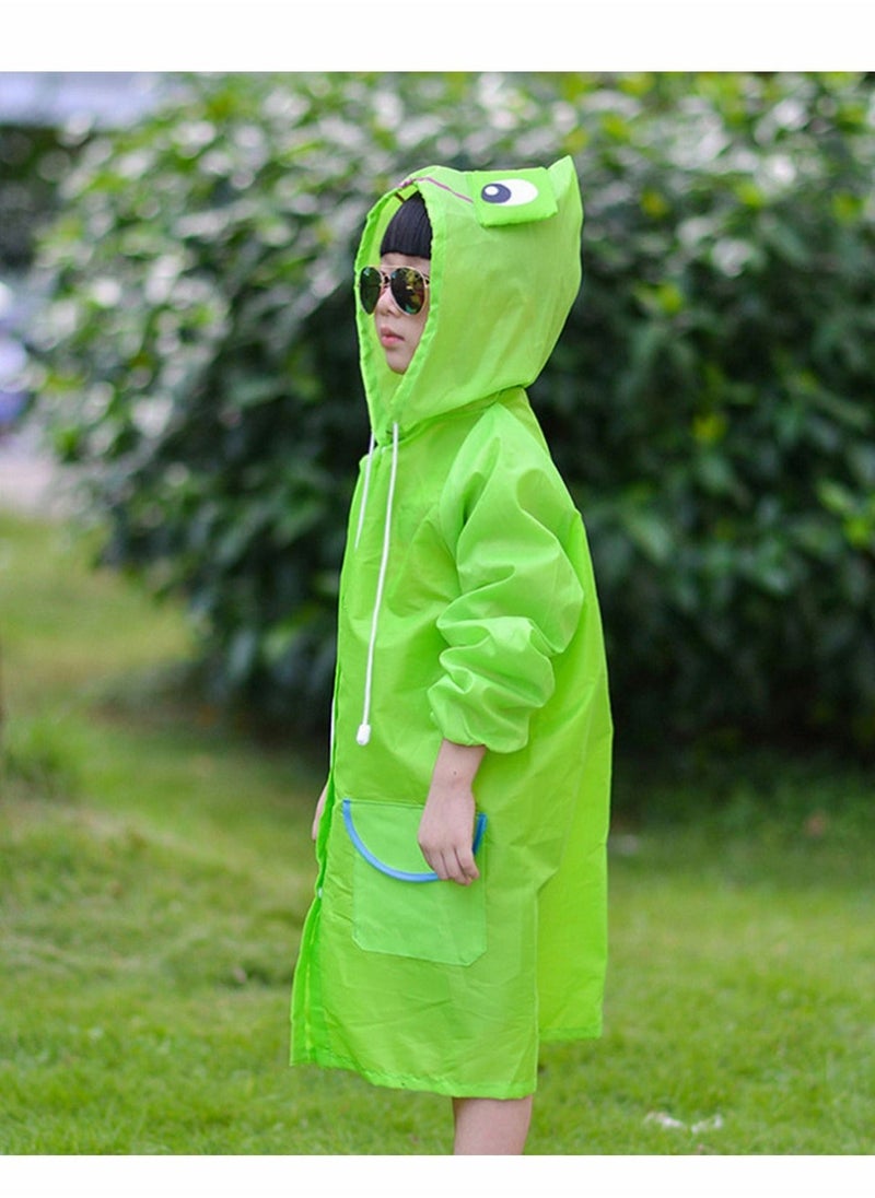 Children's raincoats, Cartoon Kids Rain Jacket, Blue CarGirls Hooded Rain Poncho Outdoors Kids Transparent Raincoat Student Rain Suit Waterproof Durable Windbreaker (Green Frog)