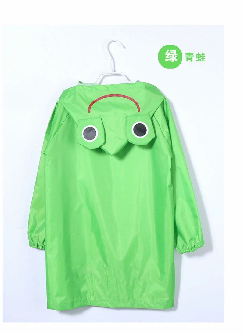 Children's raincoats, Cartoon Kids Rain Jacket, Blue CarGirls Hooded Rain Poncho Outdoors Kids Transparent Raincoat Student Rain Suit Waterproof Durable Windbreaker (Green Frog)