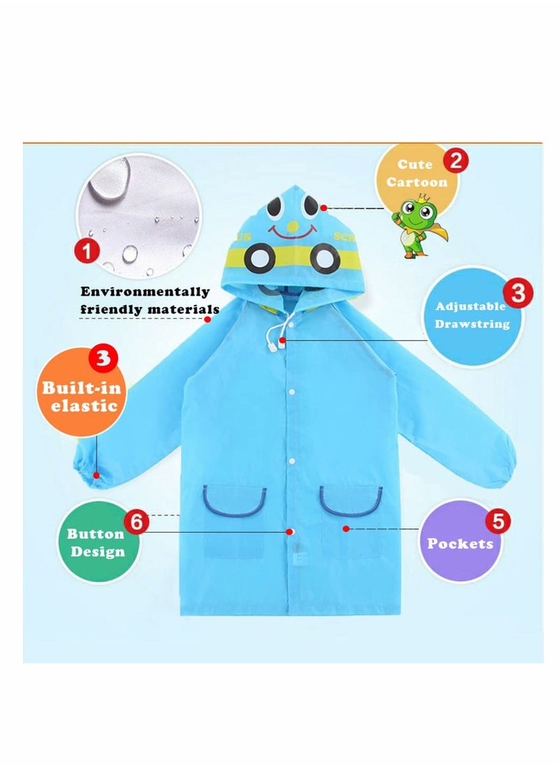 Children's raincoats Cartoon Kids Rain Jacket Boys Girls Hooded Rain Poncho Outdoors Kids Transparent Raincoat Student Rain Suit Waterproof Durable Windbreaker