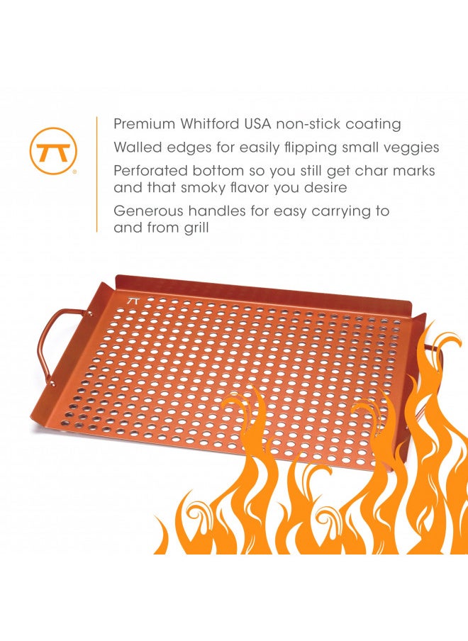 Outset QN71 Large Grill Grid with Handles, Copper Non-Stick