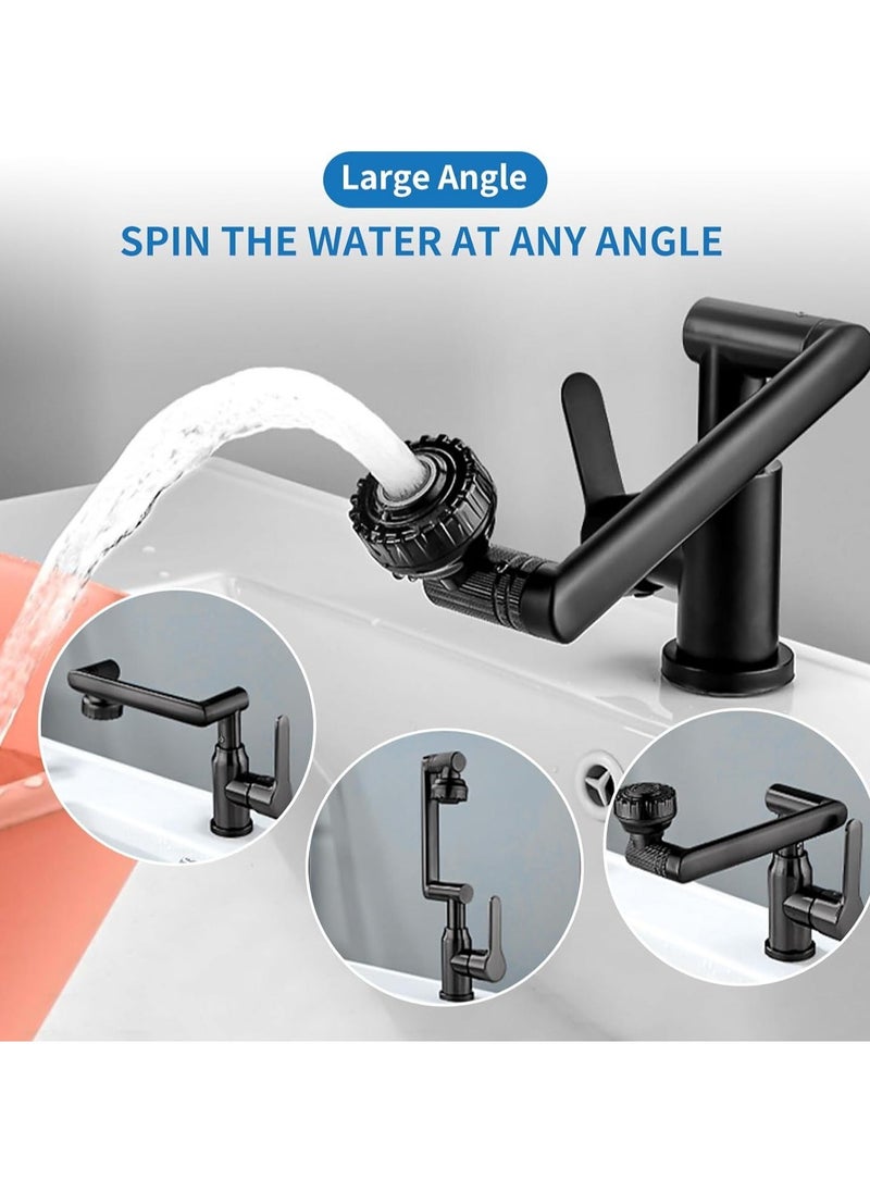 1080 Degree Swivel Faucet for Bathroom Sink, Single Hole Faucet, Adjustable Swivel Single Hole Bathroom Sink Faucet with Big Angle Rotate Spray Dual Function