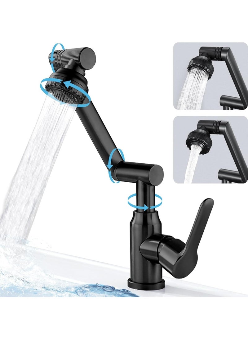 1080 Degree Swivel Faucet for Bathroom Sink, Single Hole Faucet, Adjustable Swivel Single Hole Bathroom Sink Faucet with Big Angle Rotate Spray Dual Function