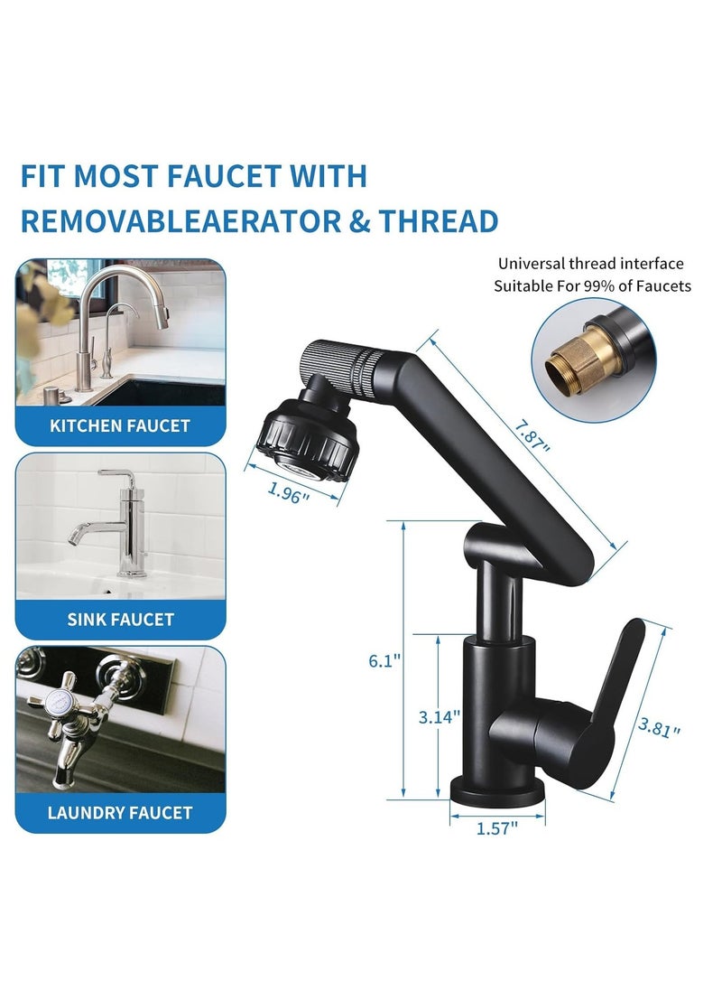 1080 Degree Swivel Faucet for Bathroom Sink, Single Hole Faucet, Adjustable Swivel Single Hole Bathroom Sink Faucet with Big Angle Rotate Spray Dual Function