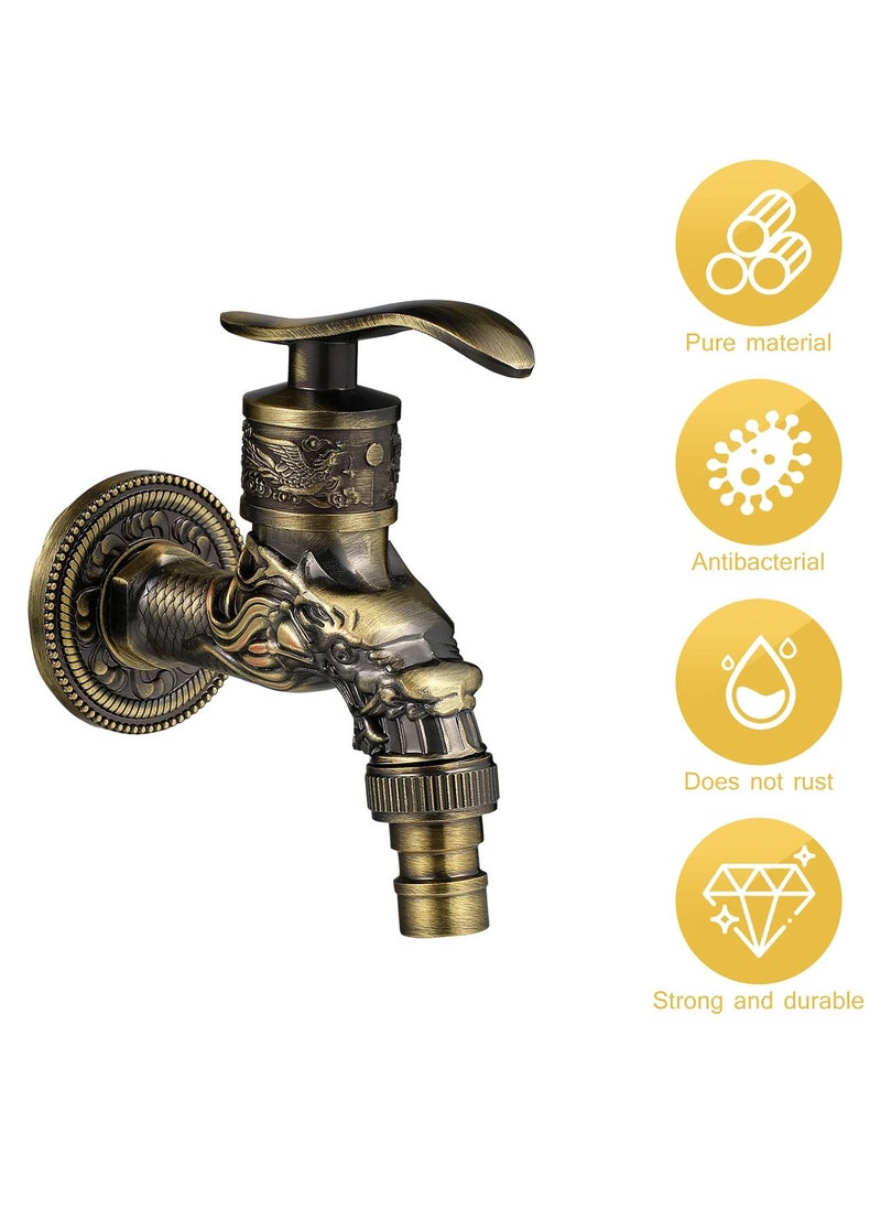 Brass Basin Taps Zinc Alloy Antique Faucet Vintage Brass Wall Mounted Water Faucet European antique faucet Classic Antique Sink Tap for Kitchen Bathroom Washing Machine and Outdoor Garden