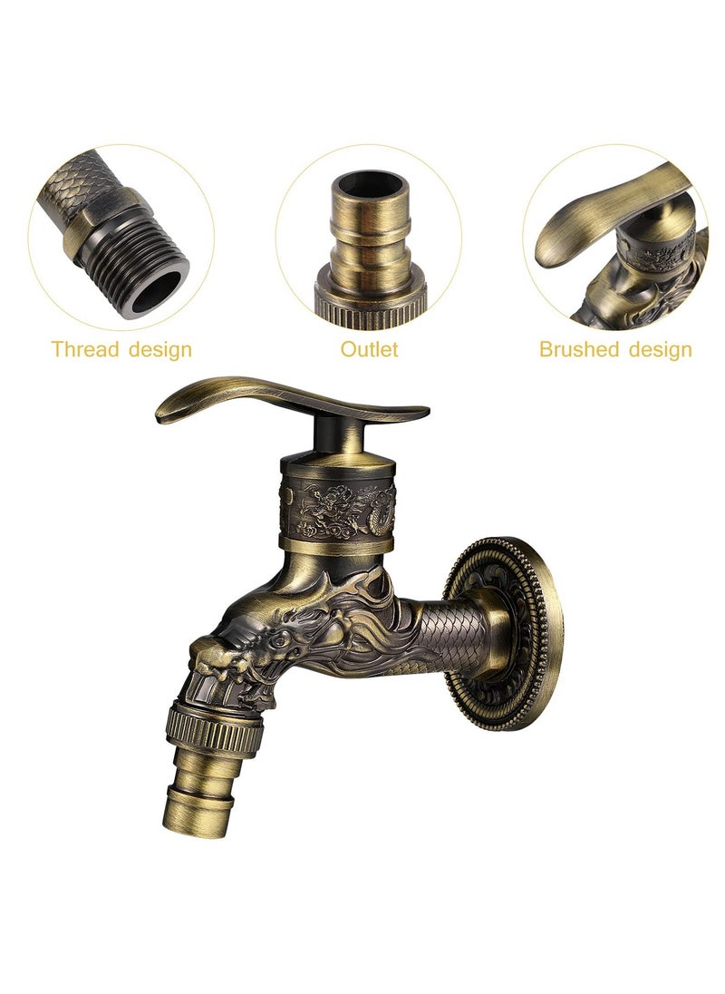 Brass Basin Taps Zinc Alloy Antique Faucet Vintage Brass Wall Mounted Water Faucet European antique faucet Classic Antique Sink Tap for Kitchen Bathroom Washing Machine and Outdoor Garden