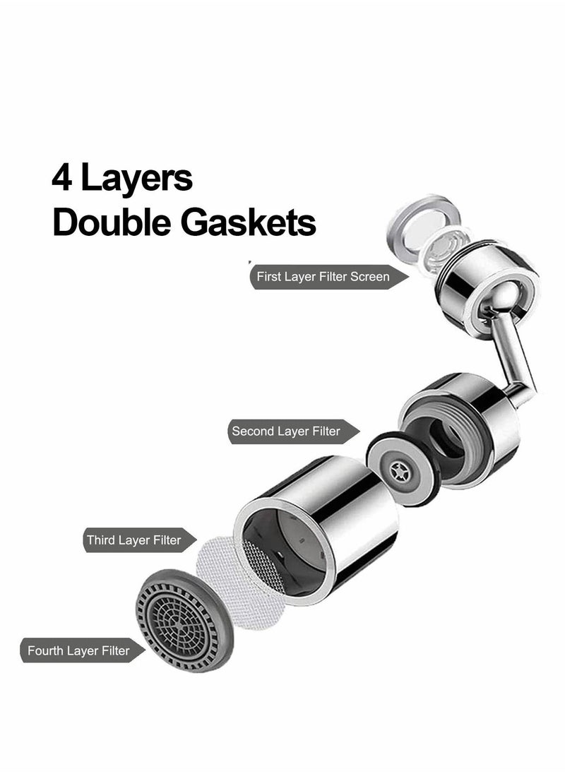 Splash Filter Faucet, Universal 720° Rotatable Faucet Sprayer Head Oxygen-Enriched Foam with 2 Water Outlet Modes 4-Layer Net Filter