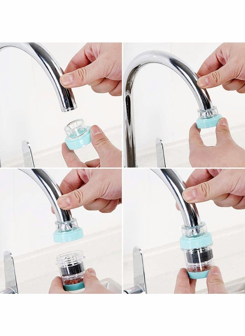 Activated Carbon Water Faucet, Faucet Water Filters, Removes Chlorine Fluoride Heavy Metals Hard Water Softener Water Tap Filter for Kitchen, Home, Bathroom (4 Color)