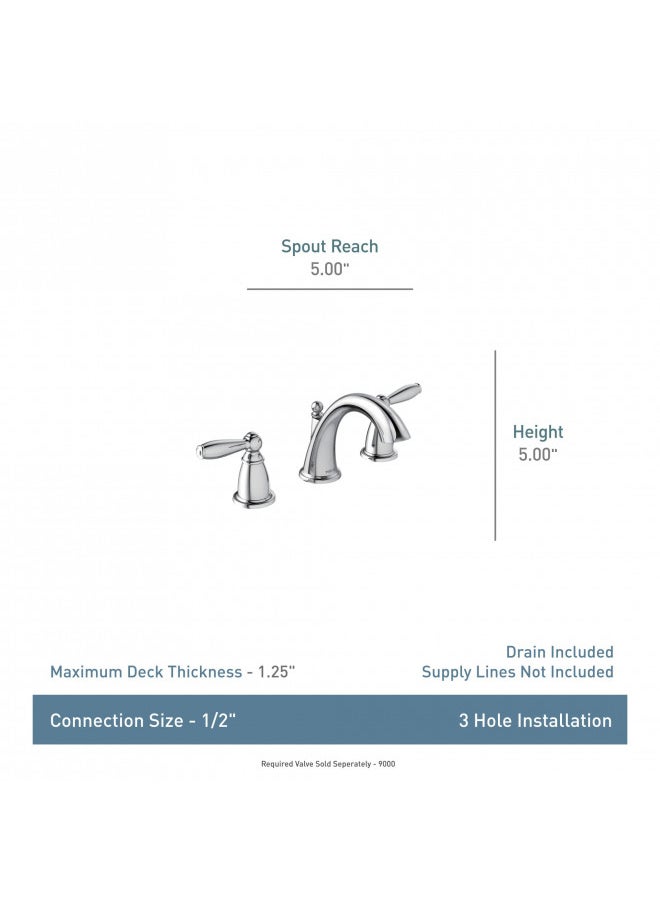 Moen Brantford Chrome Two-Handle 8 in. Widespread Bathroom Faucet Trim Kit, Valve Required, T6620