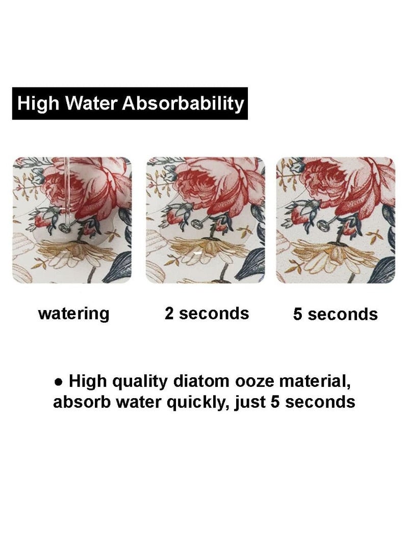 Sink Splash Guard Mat Floral Pattern Faucet Mat Sink Faucet Absorbent Mat Soft Texture Strong Anti-slip Quick Water Absorption Moderate Thickness Smooth Edges En-Friendly Odorlessfor Bathroom