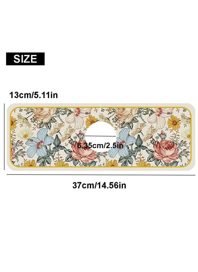 Sink Splash Guard Mat Floral Pattern Faucet Mat Sink Faucet Absorbent Mat Soft Texture Strong Anti-slip Quick Water Absorption Moderate Thickness Smooth Edges En-Friendly Odorlessfor Bathroom