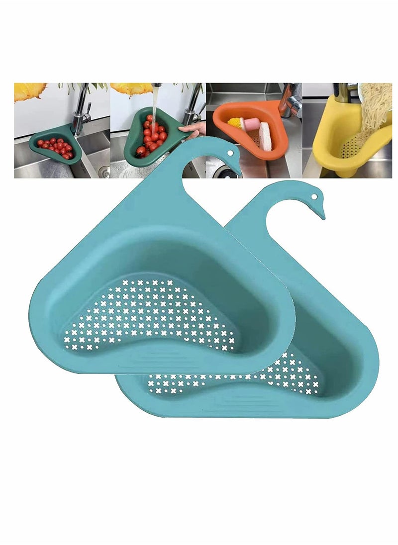 Swan Drain Basket for Kitchen Sink, Triangle Sink Drain Rack Corner Kitchen Sink Strainer Basket, Multi-function Drain Rack