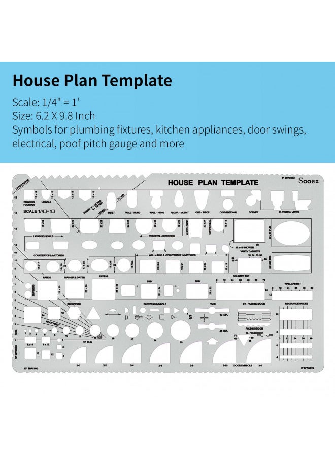 Sooez Architectural Templates, House Plan Template, Interior Design Template, Furniture Template, Drawing Template Kit, Drafting Tools and Supplies, Template Architecture Kit, 1/4 Scale