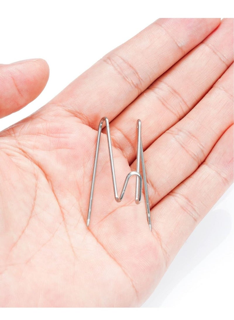 Fabric Panel Wall Wire Hooks，100pcs Stainless Steel Cubicle Hooks Wall Clips Picture Hangers - For Home and Office Decor