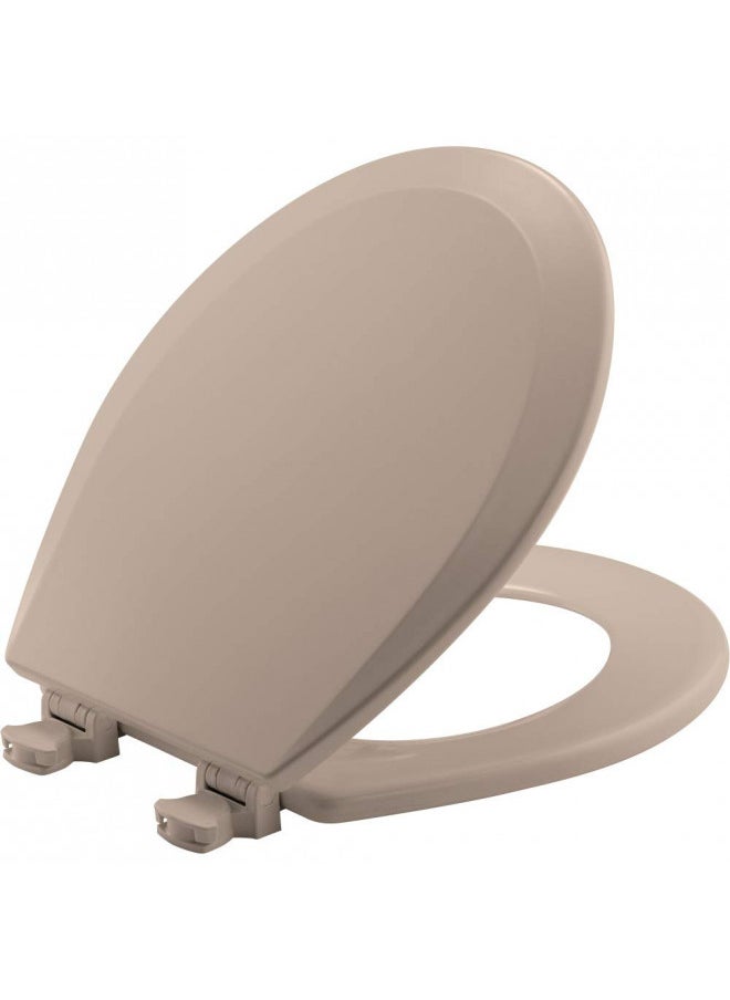 Bemis 500EC 068 Molded Wood Round Toilet Seat with Easy Clean and Change Hinge, 1 Pack, Fawn Beige