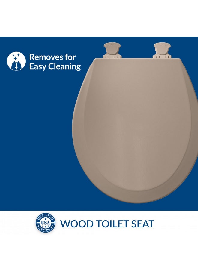 Bemis 500EC 068 Molded Wood Round Toilet Seat with Easy Clean and Change Hinge, 1 Pack, Fawn Beige