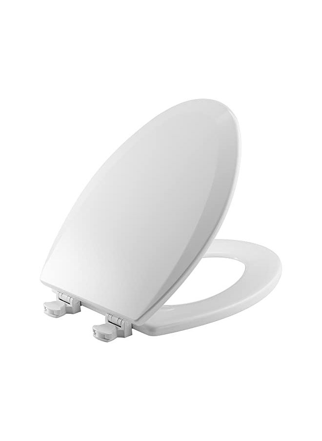 Bemis 1500EC 000 Toilet Seat with Easy Clean & Change Hinges, Elongated, Durable Enameled Wood, White