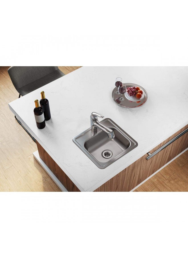 Elkay Dayton D115152 Single Bowl Top Mount Stainless Steel Bar Sink, 15 x 15 with 2