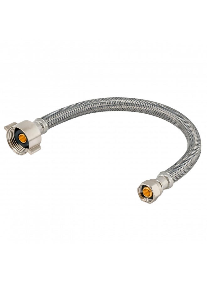 Eastman 16 Inch Flexible Toilet Connector, Stainless Steel Braided Hose with 7/8 Inch Ballcock Nuts, 3/8 Inch Compression, 48089