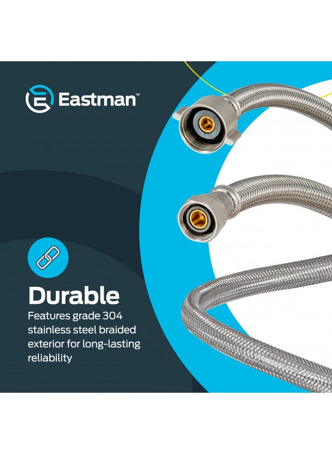 Eastman 12 Inch Flexible Toilet Connector, Stainless Steel Braided Hose with 7/8 Inch Ballcock Nuts, 3/8 Inch Compression, 48088