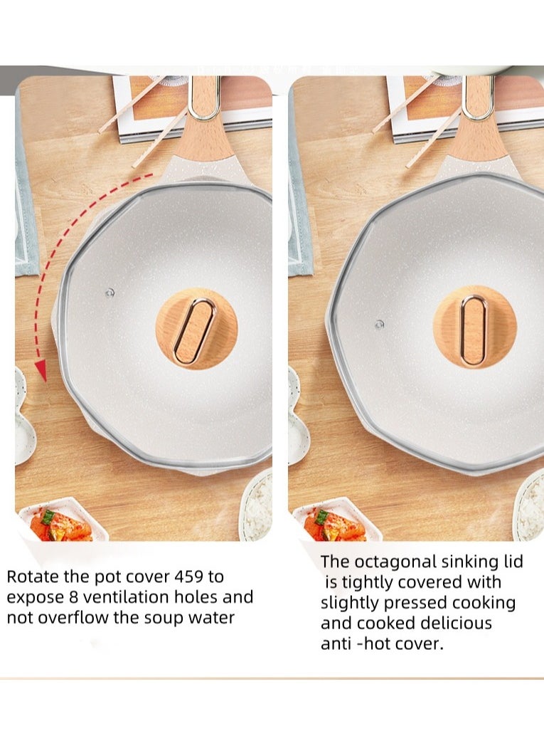 Stir-Frying Pan With Lid And Handle, Non-Stick Frying Pan. It Is For Home Frying And Stir-Frying, Compatible With Induction Cookers. It Is A Special Stir-Frying Pan For Gas Stoves, A Non-Stick Pan And Easy To Clean.