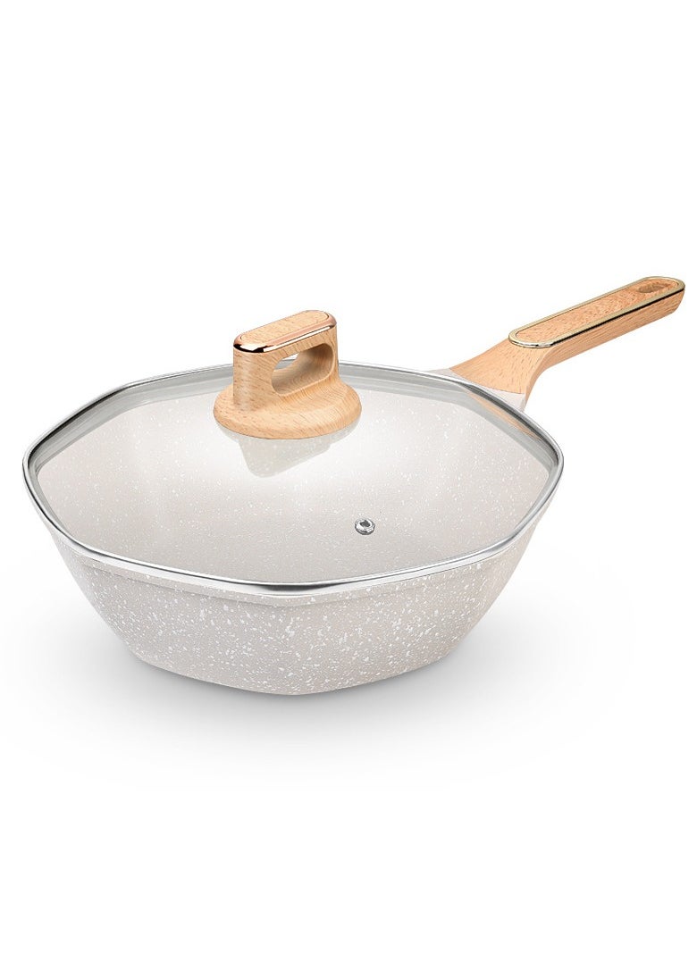 Stir-Frying Pan With Lid And Handle, Non-Stick Frying Pan. It Is For Home Frying And Stir-Frying, Compatible With Induction Cookers. It Is A Special Stir-Frying Pan For Gas Stoves, A Non-Stick Pan And Easy To Clean.