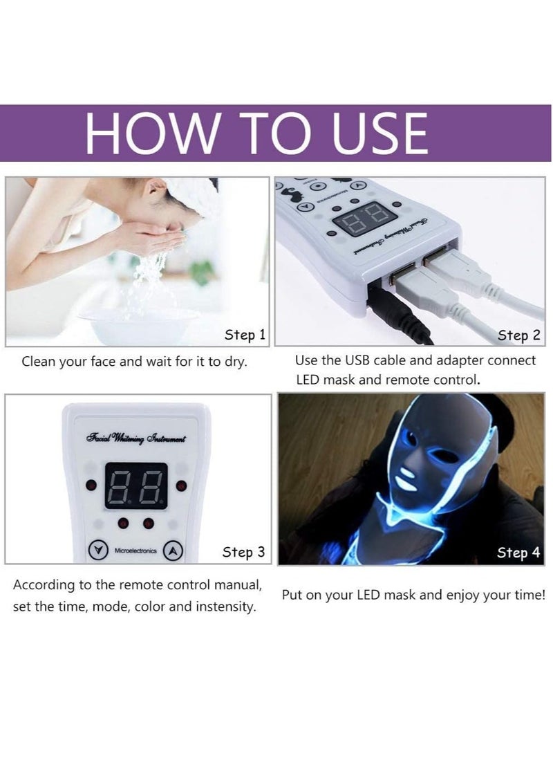 7 Colors Light LED Facial Mask Skin Rejuvenation Face Care Treatment Beauty Anti Acne Therapy Whitening Skin Machine